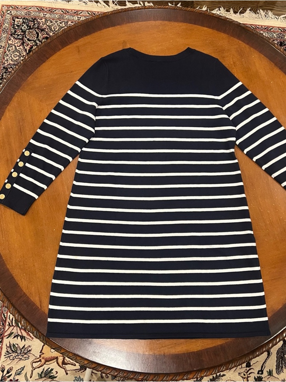 NWT $149 Talbots Plus Crewneck Sweater Dress Navy Breton‎ Stripe Size X Shift - Picture 3 of 16